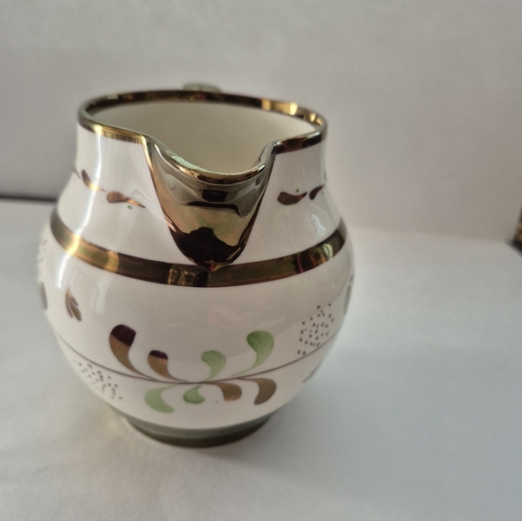 Elegant Gold and Pink Floral Lusterware Pitcher Creamer - Picture 4 of 8